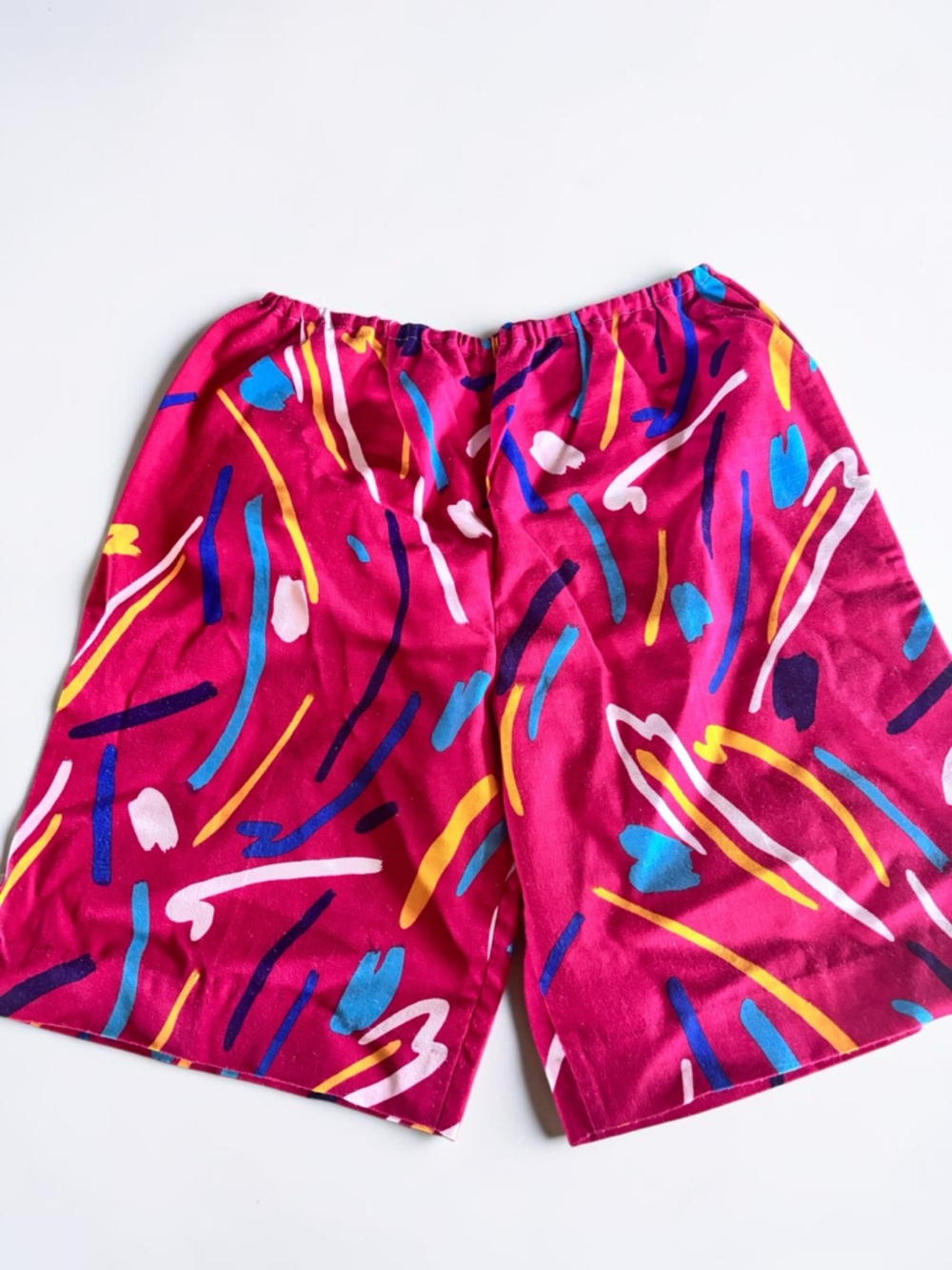 Vintage Handmade Pink Shorts 80s Pattern High Waist Summer Small